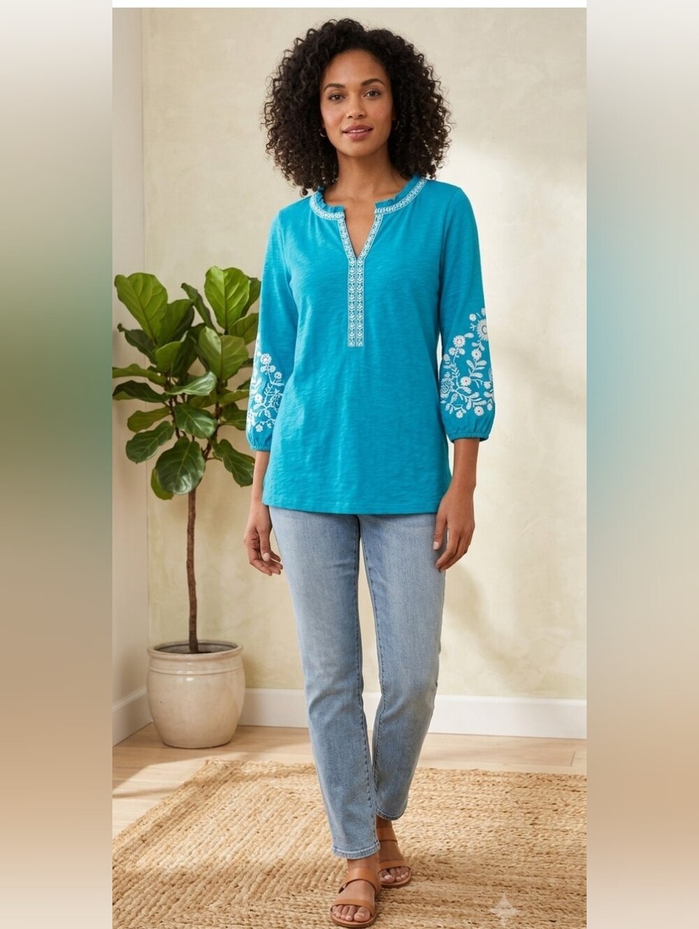 Talbots Embroidered Tunic  Med  NWT
